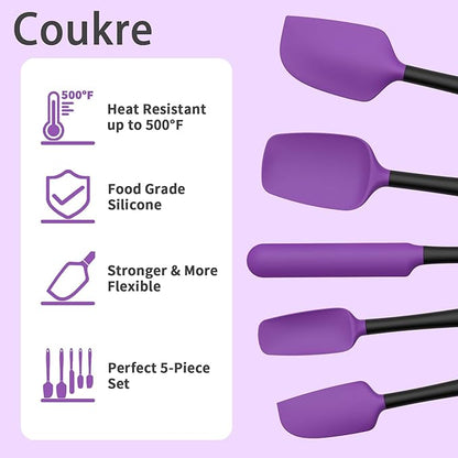 Coukre Silicone Spatula Set of 5, High Temperature Resistant, Food Grade - Image 3