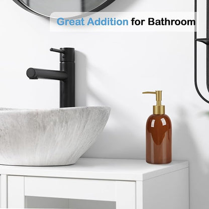 Natheeph 14OZ Ceramic Soap Dispenser Ceramic Soap Pump Dispenser Can Fill Liquid - Image 5