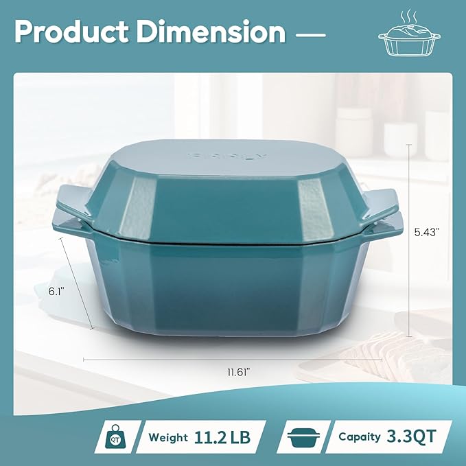 Enameled Cast Iron Dutch Oven for Bread Baking – 3QT Oval Round Heavy Duty - Image 2