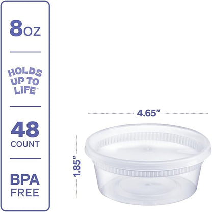 GUSTO [48 Sets - 8 oz. Plastic Deli Disposable Food Storage Containers - Slime - Image 2