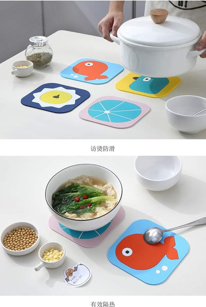 Pot Holders Set of 2 Heat Resistant 480 ℉ Non Slip Clear Silicone Printed - Image 8