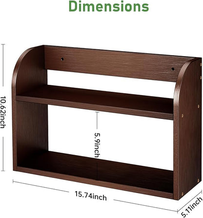 ROMGUAR CRAFT 2 Tier Bamboo Spice Rack, Countertop or Wall Mounting Wood Spice - Image 3