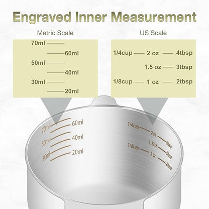 2PCS 1/3Cup Single Measuring Cup, Etched Inner Scale Stainless Steel Measure - Image 3