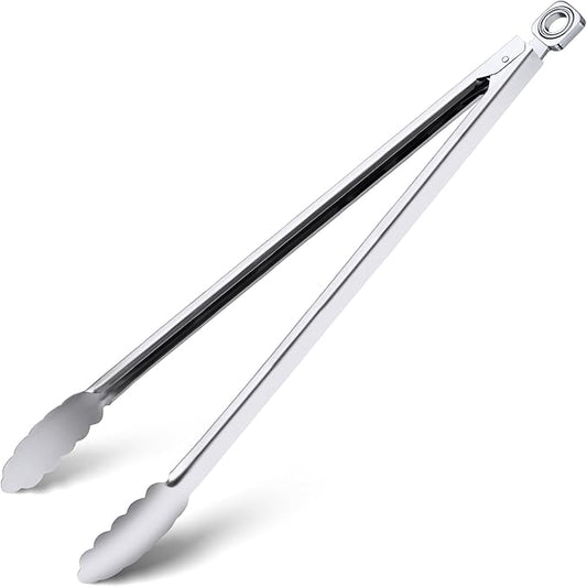 Grill Tongs - 17 Inch Extra Long BBQ Tongs, Heat Resistant Stainless Steel by HE-SANQI