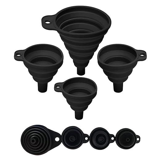 Set of 4 Silicone Collapsible Kitchen Funnel by VIGORPATH