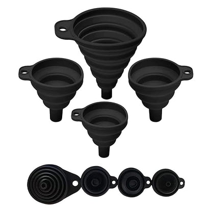Set of 4 Silicone Collapsible Kitchen Funnel by VIGORPATH