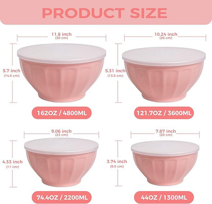 BoxedHome Mixing Bowls with Lids Set, 4PK Large 0.2” Thick Plastic Nesting - Image 4