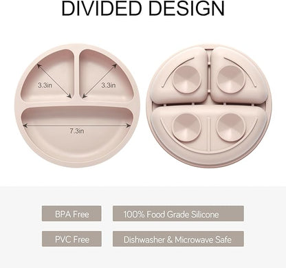 Eascrozn Silicone Feeding Set, 2 Pack Divided Toddler Plates - Image 2