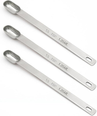 3PCS 1/4tsp Single Measuring Spoon, Stainless Steel Long Handle Individual by BERYLER