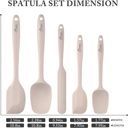 HOTEC 600℉ Heat Resistant BPA-Free Silicone Rubber Spatula Set, Kitchen Cooking - Image 2