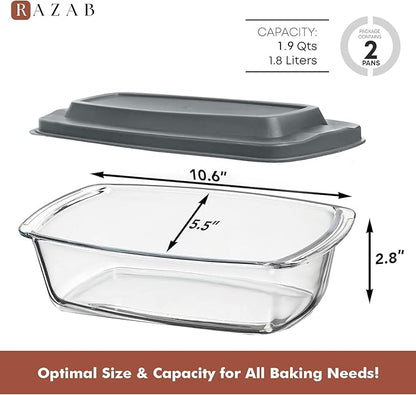 Razab LARGE 7.6 Cups/1800 ML/1.9 Qt Glass Loaf Pan - Image 3