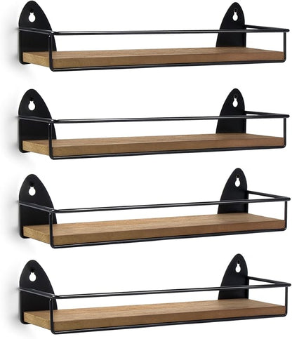 TJ.MOREE 4 Pack Spice Rack Wall Mounted Rustic Style Hanging Spice Organizer - Image 7