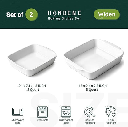 HOMBENE Casserole Dish Set for 2, Ceramic Baking Pan, Ceramic Baking Dish - Image 2