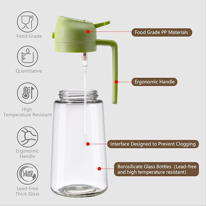 SWEET VIEW 16oz/470ml Oil Dispenser and Oil Sprayer, Glass Olive Oil Pourer - Image 5