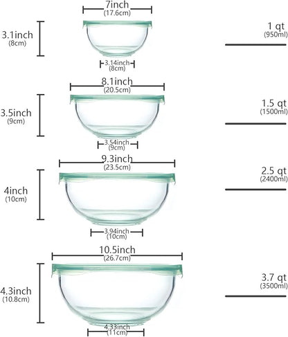 Luvan Glass Mixing Bowl with Airtight Lids, 8-piece Kitchen Salad Bowls Clear - Image 2