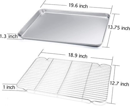 TeamFar Baking Sheet with Cooling Rack, Stainless Steel Half Size Cookie Sheet - Image 2