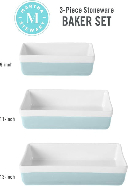 MARTHA STEWART 3-Piece Oven to Table Stoneware Bakeware Set – Baking Dish & - Image 3