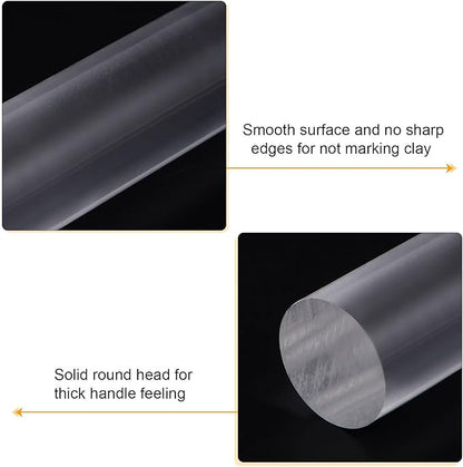 HARFINGTON Acrylic Clay Roller 8 Inch x 1 Inch Solid Non-Stick Plastic Round - Image 4