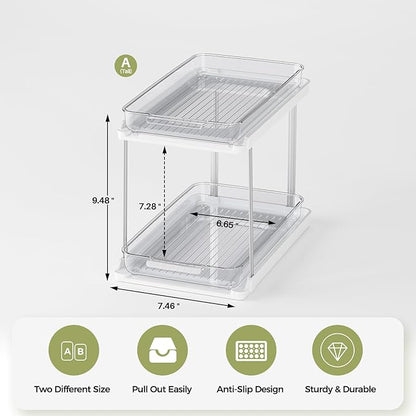 Delamu 2-Tier Bathroom Under Sink Organizers and Storage, Pull Out Cabinet - Image 2