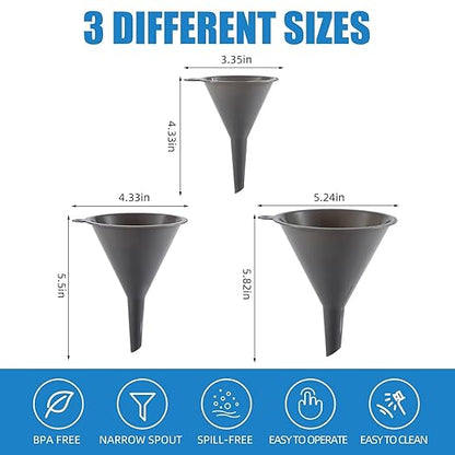 Plastic Kitchen Funnel Set of 3, Round Kitchen Funnels - Image 2
