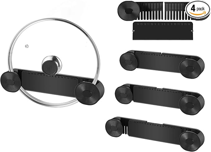 YONGAIJIA New Upgrade 4 Pack Adjustable Pot Lid Holder, Lid Organizer Fits 6" by YONGAIJIA