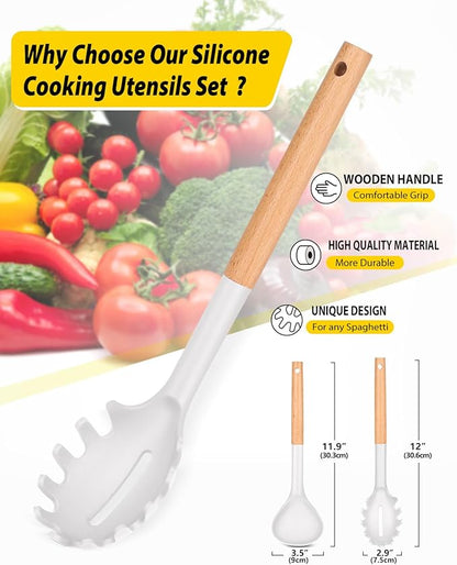 Silicone Pasta Fork and Ladle Spoon Set - Image 2