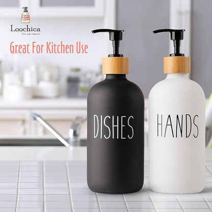 LOOCHICA 2 Pack Glass Soap Dispenser Set, Hand and Dish Glass Soap Dispensers - Image 7