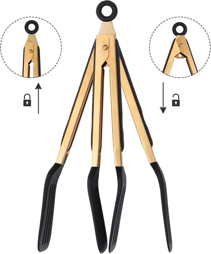 2-Piece Kitchen Spatula Tongs Food Serving Tongs 9" and 12" Cooking - Image 2