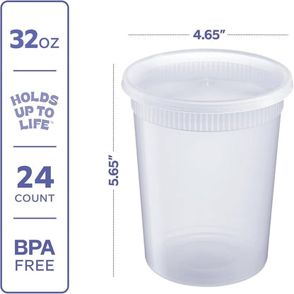 GUSTO [32 oz. - 24 Count Plastic Deli Containers - Disposable Food Storage - Image 2