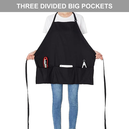 Jubatus 2 Pack 3 Pockets Adjustable Bib Apron 65% Polyester 35% Cotton Fabric - Image 2
