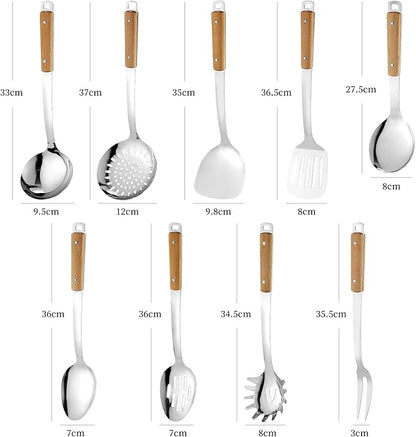 9pcs Cooking Utensils Set 304 Stainless Steel Kitchen Utensils - Image 2