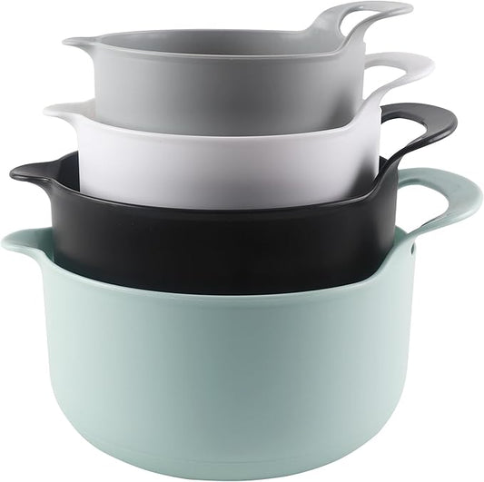 COOK WITH COLOR Nesting Plastic Mixing Bowl Set with Pour Spouts and Handles by CookwithColor