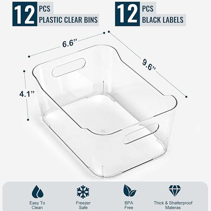 12 PACK Multiuse Clear Plastic Storage Bins - Image 2