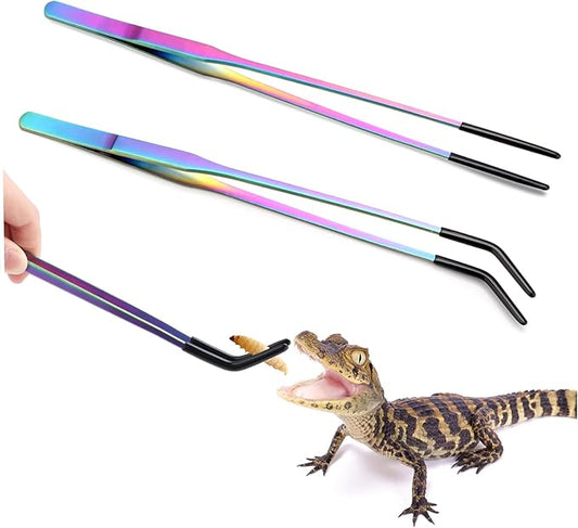 2PCS Stainless Steel Reptile Feeding Tongs by KIIDAS
