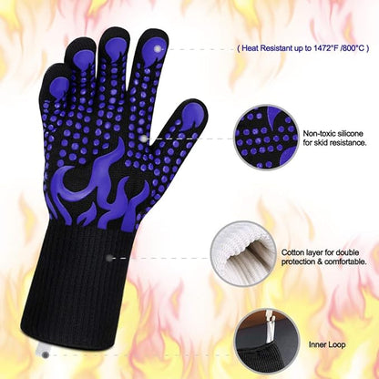 Comsmart BBQ Gloves, 1472 Degree F Heat Resistant Grilling Gloves Silicone - Image 4