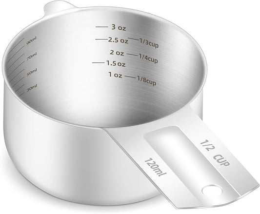 1PCS 1/2Cup Single Measuring Cup, Etched Inner Scale Stainless Steel Measure by BERYLER