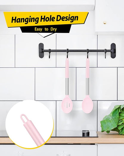 Pack of 2 Large Silicone Cooking Spoons, Non Stick Solid Basting Spoon - Image 4