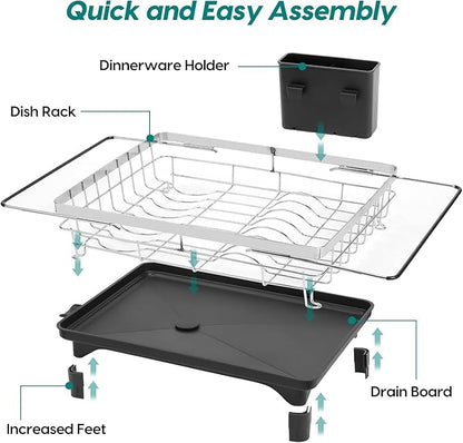 MERRYBOX Stainless Steel Dish Drying Rack, Expandable Dish Drainers - Image 5
