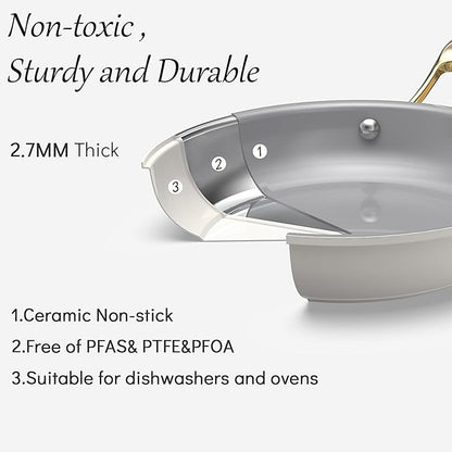 10-Piece Nonstick Ceramic Cookware Set, Non-Toxic Ceramic Coated Aluminum Pots - Image 2