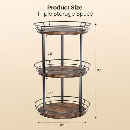 LAMU 10'' Lazy Susan Turntable Organizer, 3 Tier Round Rotating Spice Rack - Image 6