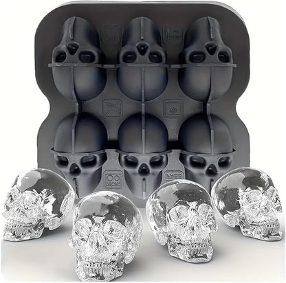 Skull Ice Cube Mold, 6-Cavity Silicone Ice Tray - Image 2