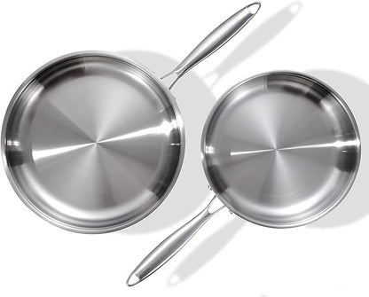 DELARLO Tri-Ply Stainless Steel Pan, 18/10 Frying Pan, Oven Safe Up to 600°F by DELARLOCOOKWARE