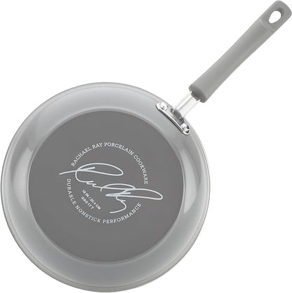 Rachael Ray Brights Nonstick Cookware Pots and Pans Set, 14 Piece, Sea Salt Gray - Image 9