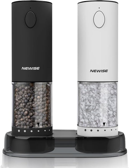 Electric Salt and Pepper Grinder Set, Adjustable Coarseness & LED Light by Unknown
