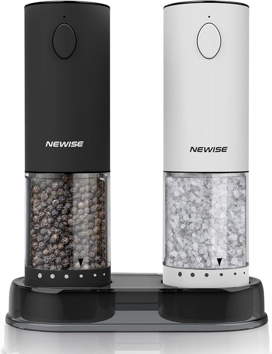 Electric Salt and Pepper Grinder Set, Adjustable Coarseness & LED Light by Unknown