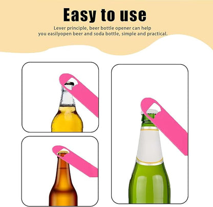 3 Pcs Pink Stainless Steel Heavy Duty Flat Bottle Openers, 7 Inch Solid Beer - Image 4