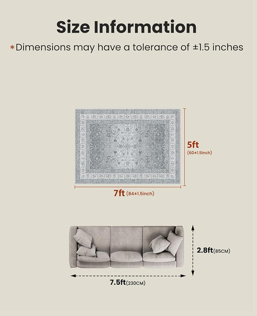 AMADA HOMEFURNISHING 5x7 Area Rugs, Washable Living Room Rug - Image 2