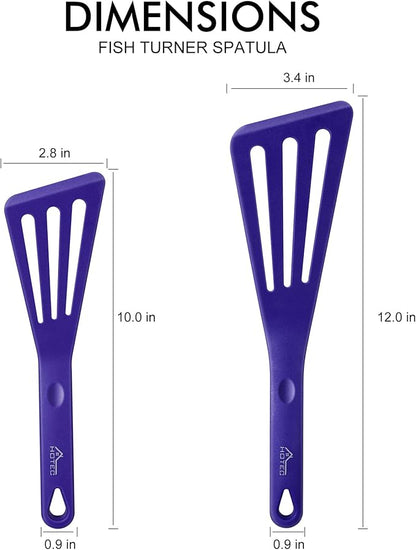 HOTEC 600℉ Heat Resistant Silicone Slotted Fish Turner Spatula Set, BPA Free - Image 2
