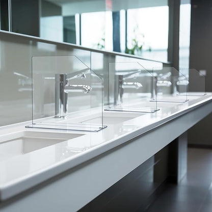 Vesici 2 Pcs Clear Acrylic Sink Splash Guard Freestanding Panel Barrier - Image 5