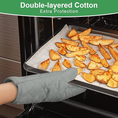 AUAUY Grey Oven Mitts, 1 Pair Kitchen Mittens, 392F Heat Resistant Non-Slip - Image 3
